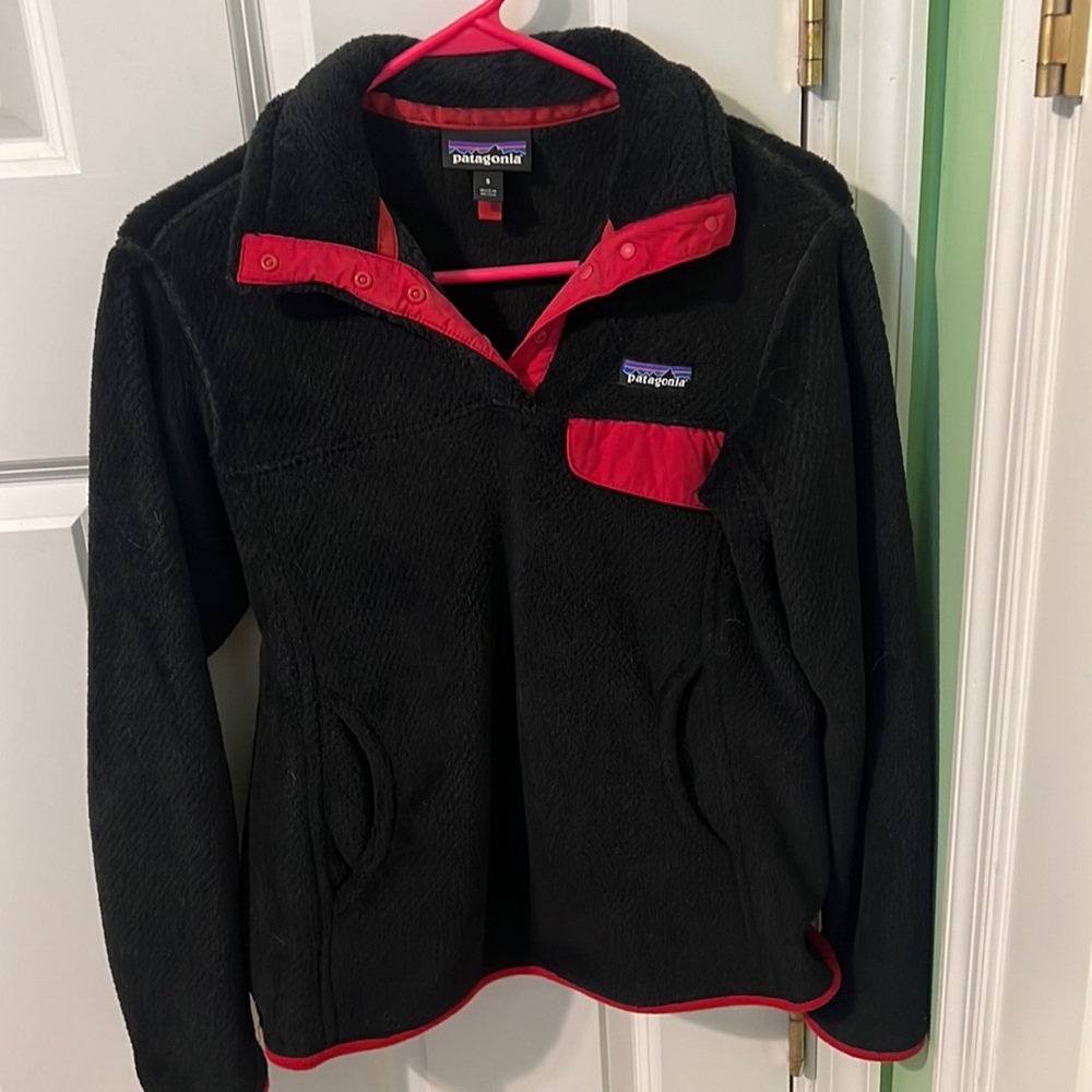 Fuzzy Patagonia size small, red, and black